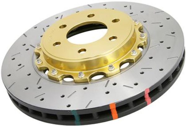 DBA 5000 Series  Gold Hat Two Piece Drilled & Slotted Brake Rotor (Front) - 2010-2015 Chevy Camaro SS, 2014-2017 SS Sedan & 2009 Pontiac G8 GXP (6.2L V8) - 52604GLDXS