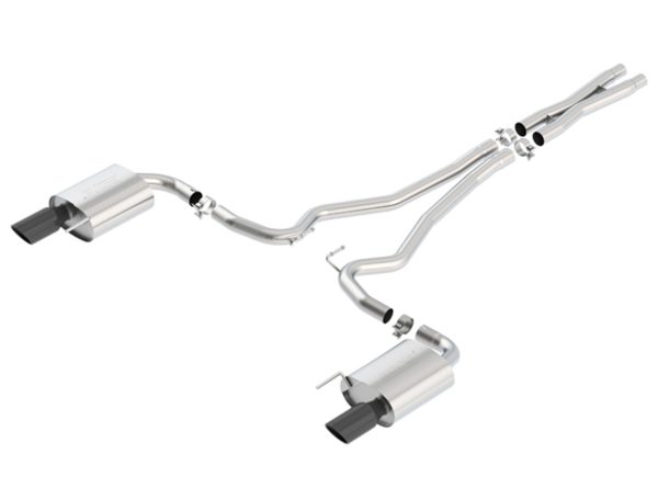 Borla 2.5" S-type Catback Exhaust (Aggressive) with Black Chrome Tips- 2015+ Ford Mustang GT (5.0L) - 140590BC