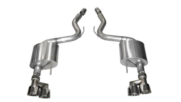 Corsa Sport 3" Axelback Exhaust System with Quad 4.0" Polished Tips - 2015+ Ford Mustang GT (V8 5.0L Coupe) - 14334