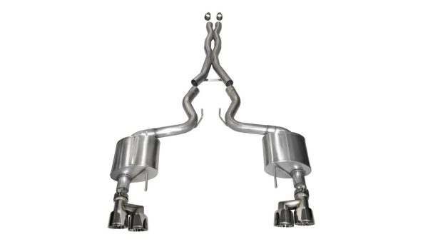 Corsa Xtreme 3" Catback Exhaust System with Quad 4.0" Polished Tips - 2015+ Ford Mustang GT (V8 5.0L Coupe) - 14335
