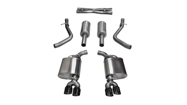 Corsa Xtreme Catback Exhaust w/ Quad Black Diamond 3.5" Pro Series Tips - 2015+ Dodge Challenger R/T (5.7L V8) - 14986BLK