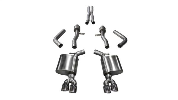 Corsa Sport Catback Exhaust w/ Quad Polished 3.5" Pro Series Tips - 2015+ Dodge Challenger SRT, Scat Pack, & Hellcat (6.4L/6.2L V8) - 14987