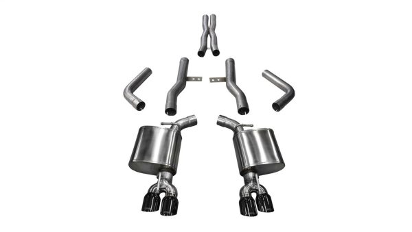 Corsa Xtreme Catback Exhaust w/ Quad Black Diamond 3.5" Pro Series Tips - 2015+ Dodge Challenger SRT, Scat Pack, & Hellcat (6.4L/6.2L V8) - 14989BLK