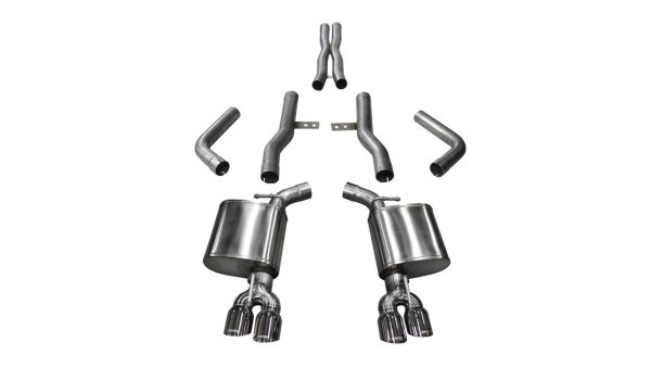 Corsa Xtreme Catback Exhaust w/ Quad Polished 3.5" Pro Series Tips - 2015+ Dodge Challenger SRT, Scat Pack, & Hellcat (6.4L/6.2L V8) - 14989