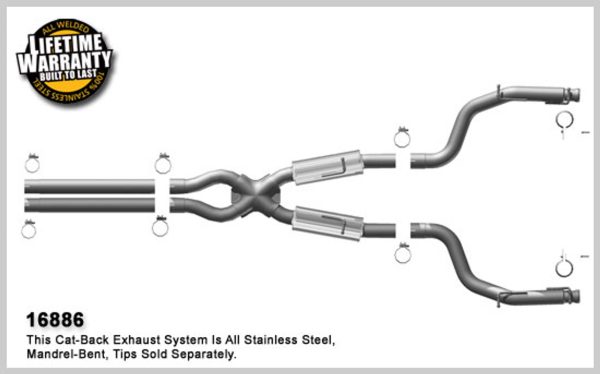 Magnaflow Magnapack Catback Exhaust (with 3.5" Quad Tips) - 2008+ Dodge Challenger SRT8 6.1L Hemi - 16885