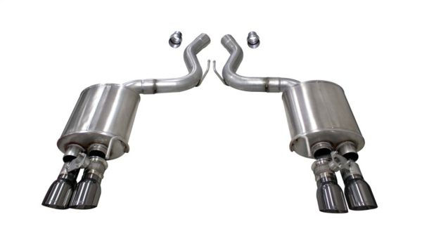 Corsa Touring to Sport Axleback Exhaust with Quad 4" Gun Metal Tips (for Cars with Valves) - 2018+ Ford Mustang GT Coupe (5.0L V8) - 21002GNM