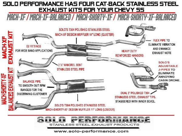 Solo Performance 2.5" Mach Balanced FX Exhaust- 2004-2018 Chevy SS Sedan (6.2L V8) - 993992