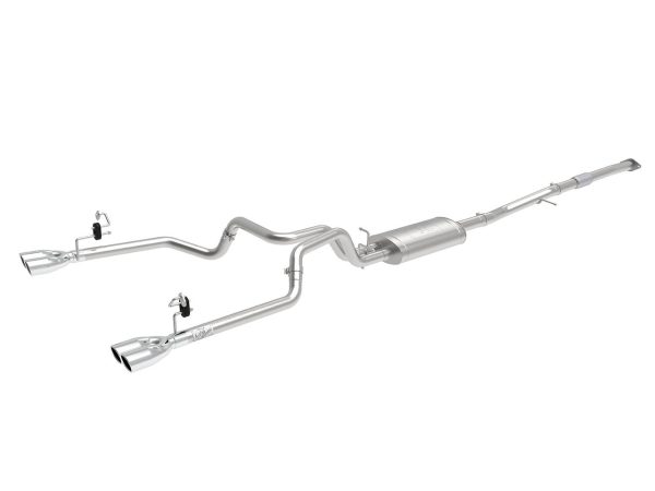 AFE Vulcan Series 3" to Dual 2-1/2" 304 Stainless Steel Cat-Back Exhaust System (Polished Tips) - 2019+ Chevy Silverado & Sierra 1500 (5.3L V8 & 4.3L V6) - 49-34110-P