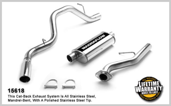 Magnaflow Single Rear Side Exit Exhaust System - 1999-2002 Silverado/Sierra 1500 w/ 4.3L V6 or 4.8L/5.3L V8 (Extended Cab, Short Bed) - 15618