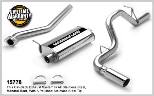 Magnaflow Single Rear Side Exit Exhaust System - 2003-2007 Silverado/Sierra 1500 w/ 4.3L V6 or 4.8L/5.3L V8 (Extended Cab, Short Bed) - 15778