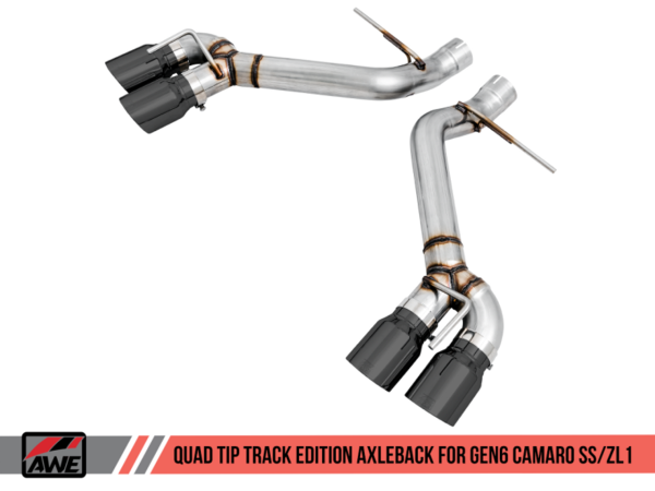 AWE Track Edition Axleback Exhaust with Black Diamond Quad Tips - 2016+ Chevy Camaro SS & ZL1 (6.2L V8) - 3020-43075