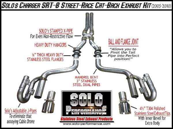 Solo Performance 3" Street Race Catback Exhaust- 2005-2010 Dodge Charger SRT8 (6.1L Hemi V8) - 991108