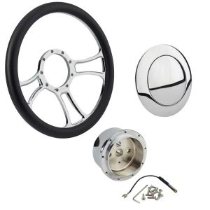 Chrome Trinity Steering Wheel with Wheel Adapter and Horn Button